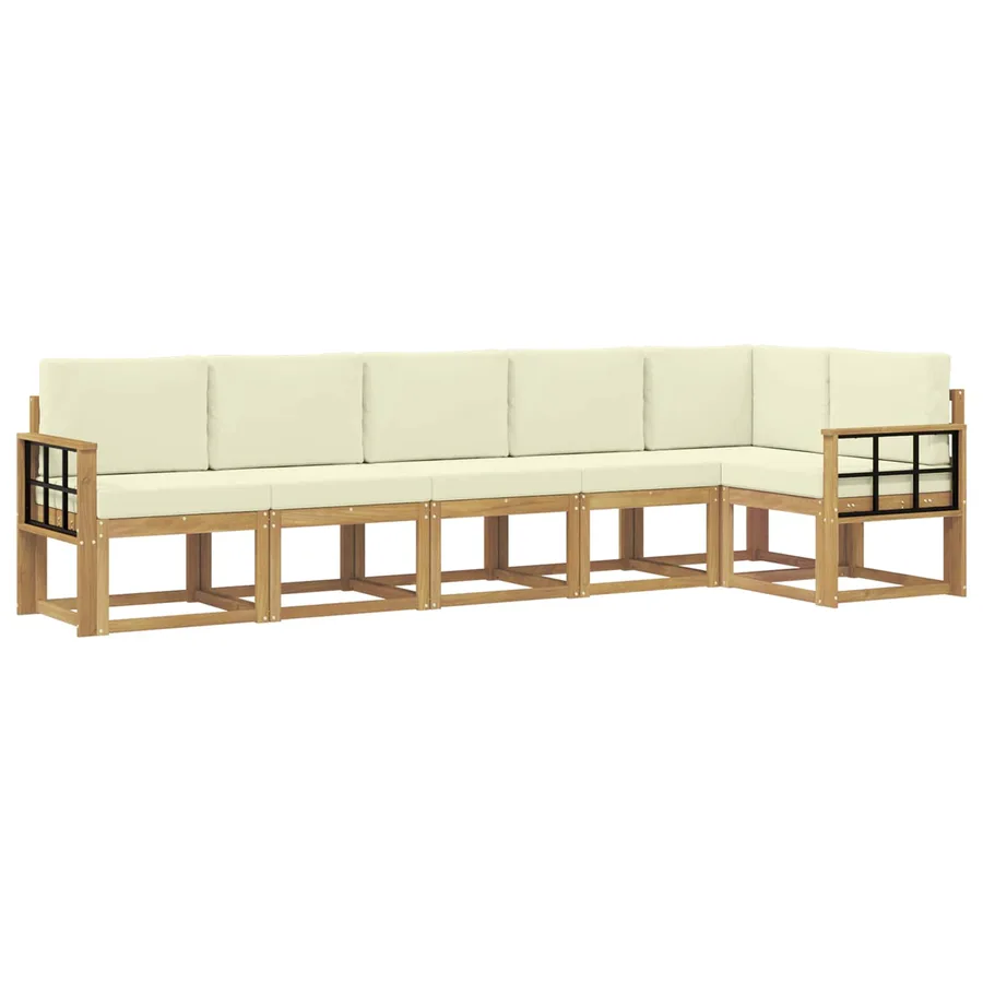 Ensemble de canapés d'extérieur 6 pcs Blanc et crème Polyester - 2