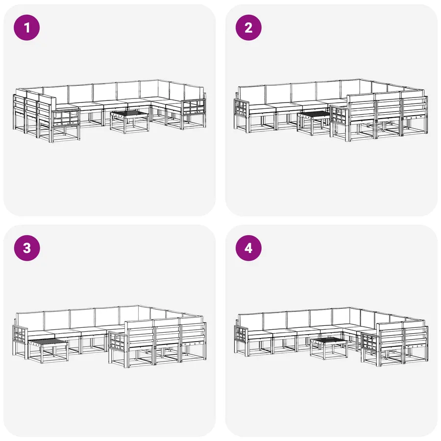 Ensemble de canapés d'extérieur 11 pcs Blanc et anthracite - 7