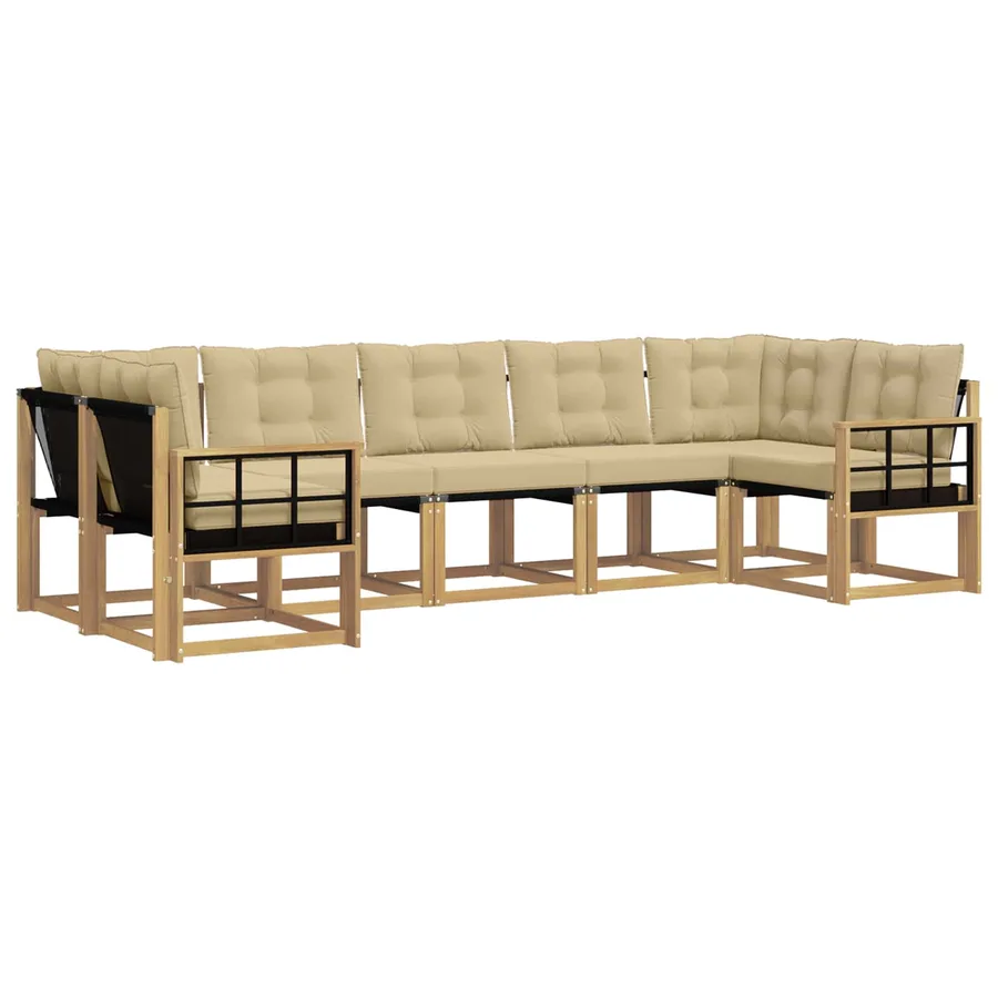 Ensemble de canapés d'extérieur 7 pcs Blanc et Beige - 2