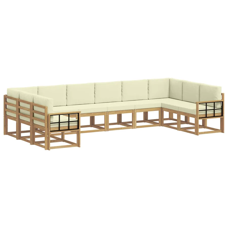 Ensemble de canapés d'extérieur 10 pcs Blanc et crème - 2