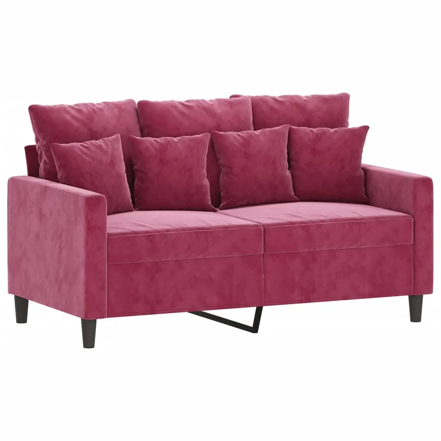 Ensemble de canapés 3 pcs avec coussins Rouge bordeaux Velours - 4