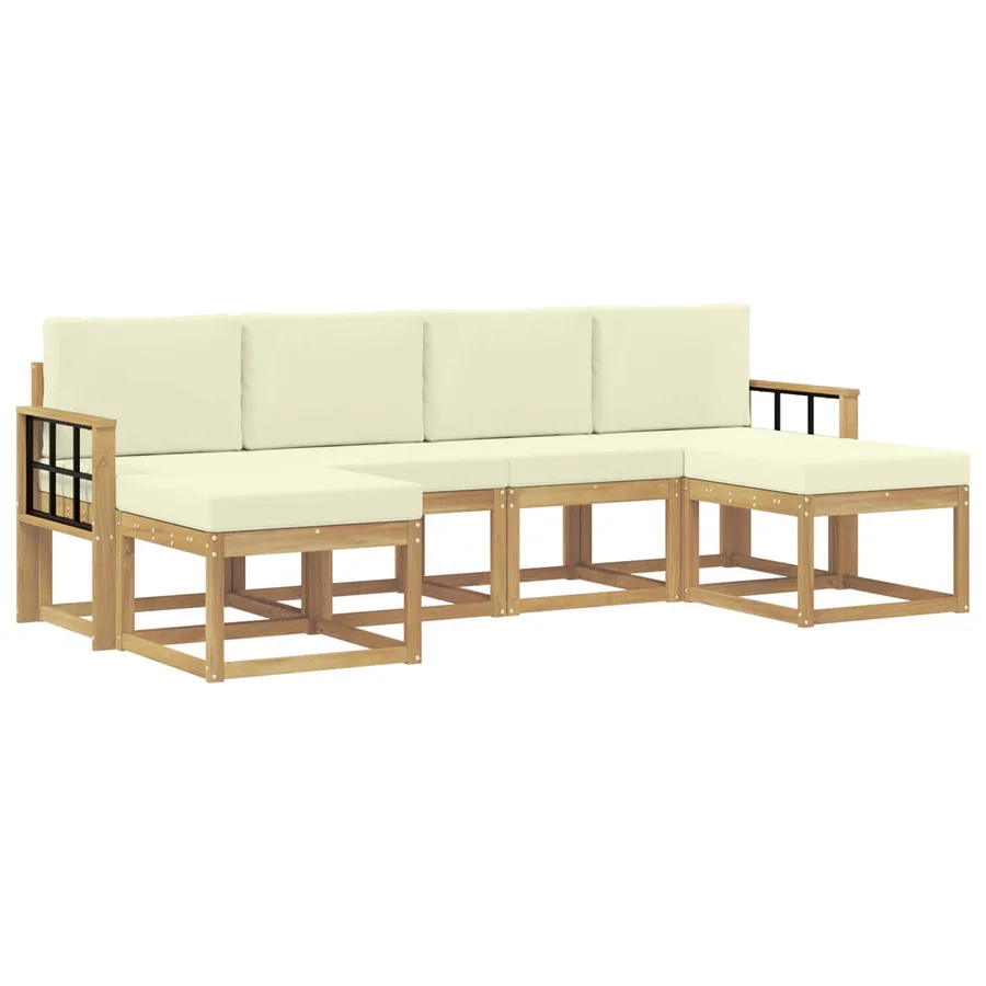Ensemble de canapés d'extérieur 6 pcs Blanc et crème Polyester - 2