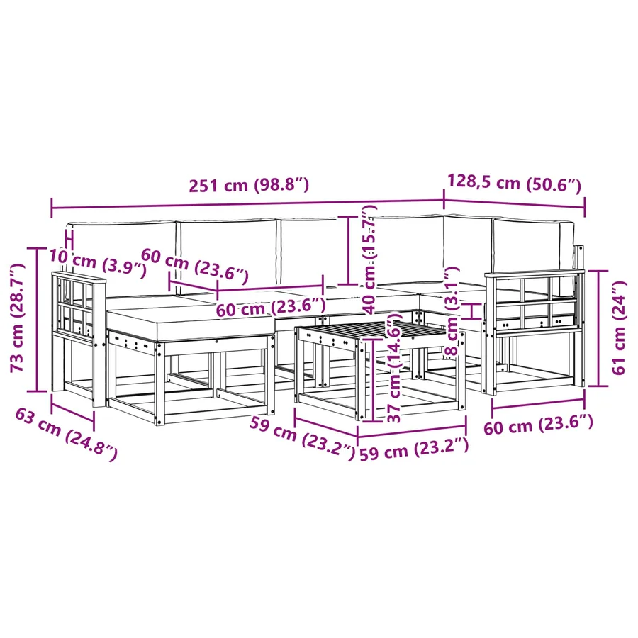 Ensemble de canapés d'extérieur 7 pcs Blanc et Beige - 8