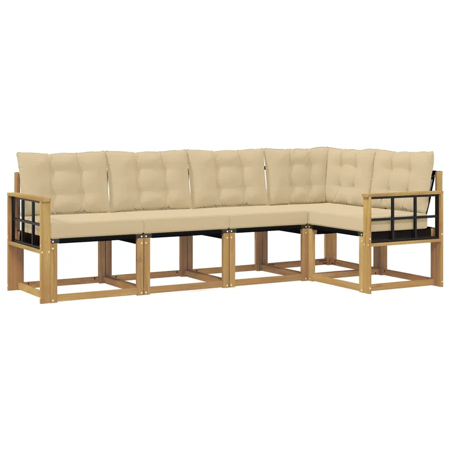 Ensemble de canapés d'extérieur 5 pcs Blanc et Beige - 2