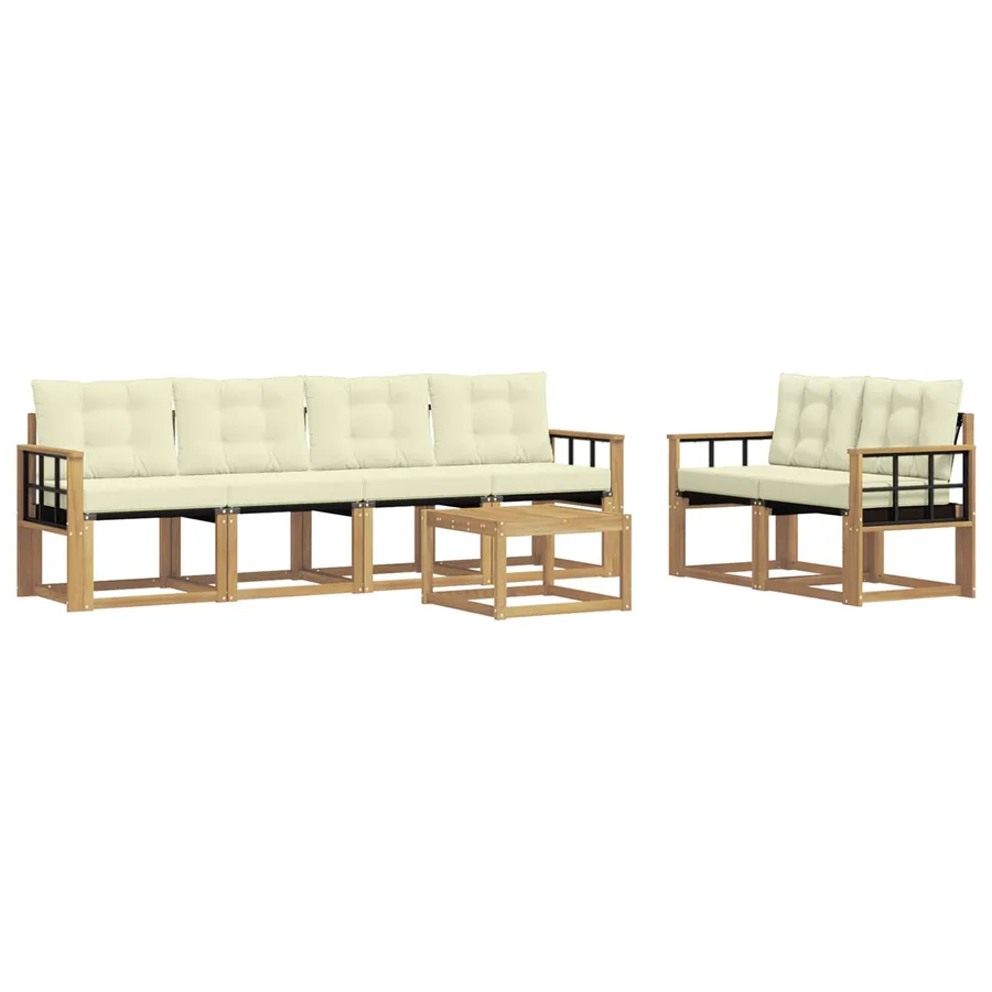 Ensemble de canapés d'extérieur 7 pcs Blanc et crème - 2