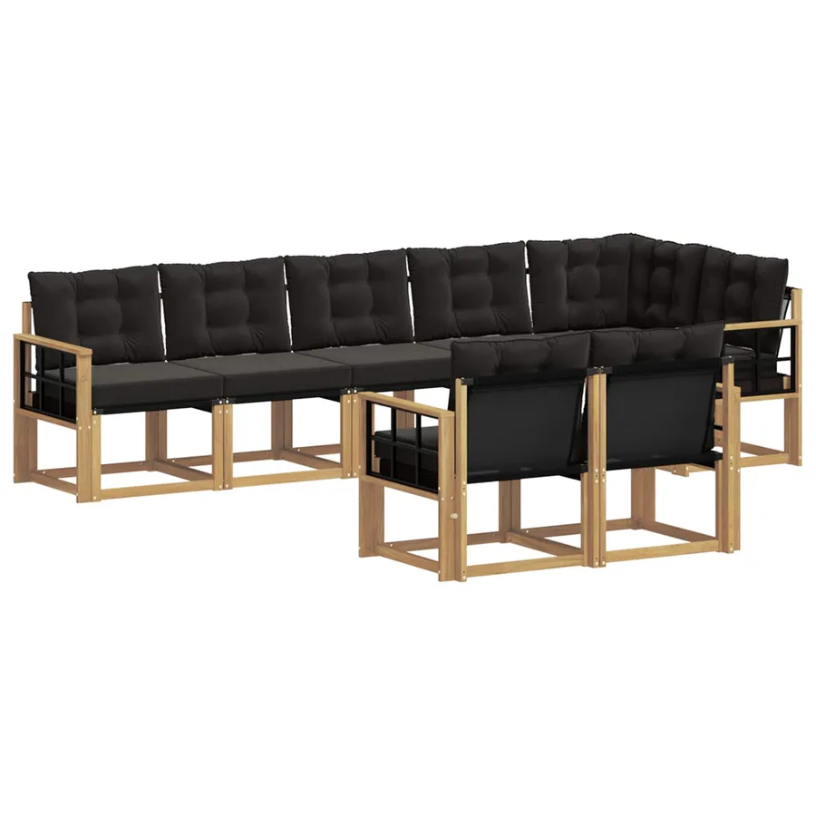 Ensemble de canapés d'extérieur 8 pcs Blanc et noir - 2