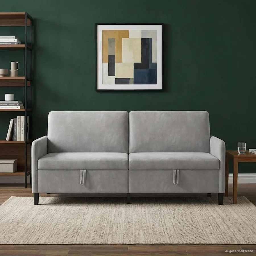 Sofa avec rangement Gris clair 192 x 78 x 87 cm Polyester