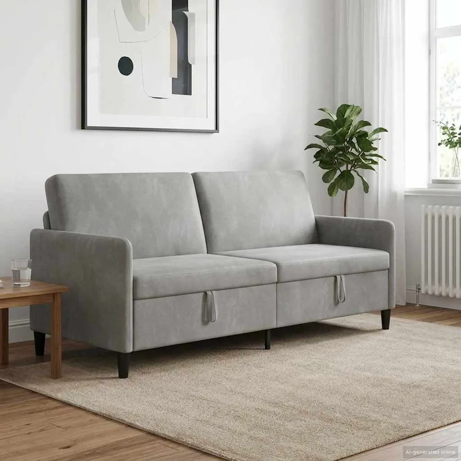 Sofa avec rangement Gris clair 192 x 78 x 87 cm Polyester - 3