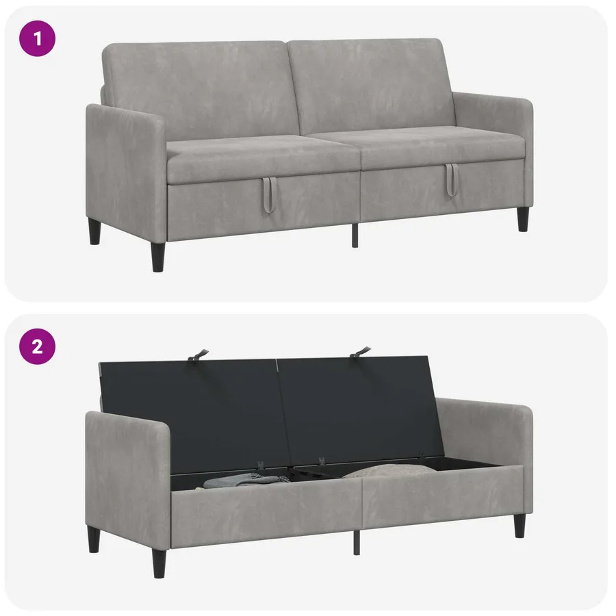 Sofa avec rangement Gris clair 192 x 78 x 87 cm Polyester - 6