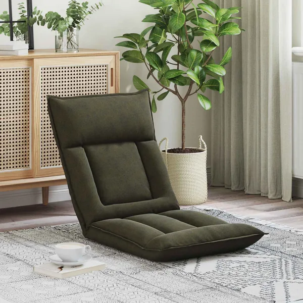 Fauteuil de sol ajustable Vert armée Tissu