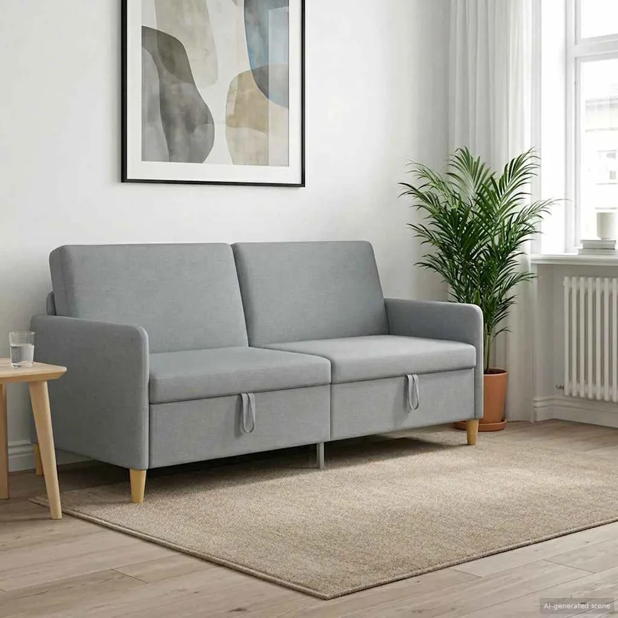 Sofa avec rangement Gris clair 192 x 78 x 87 cm Polyester