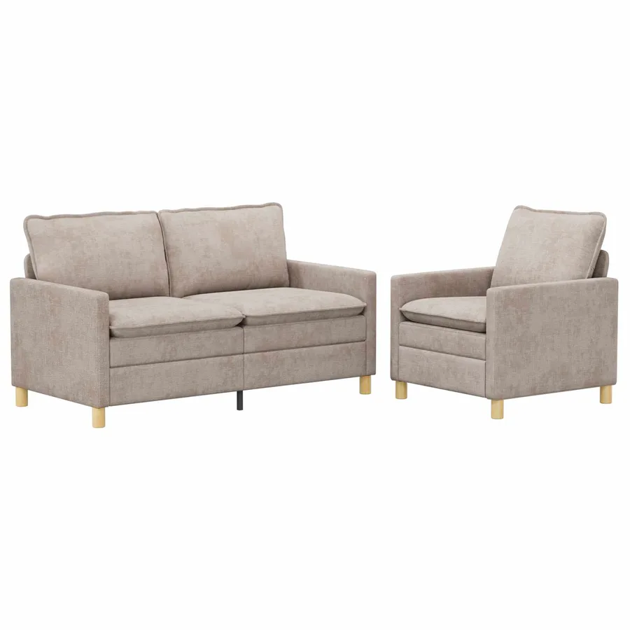Ensemble de Canapés 2 pcs Beige Polyester - 2