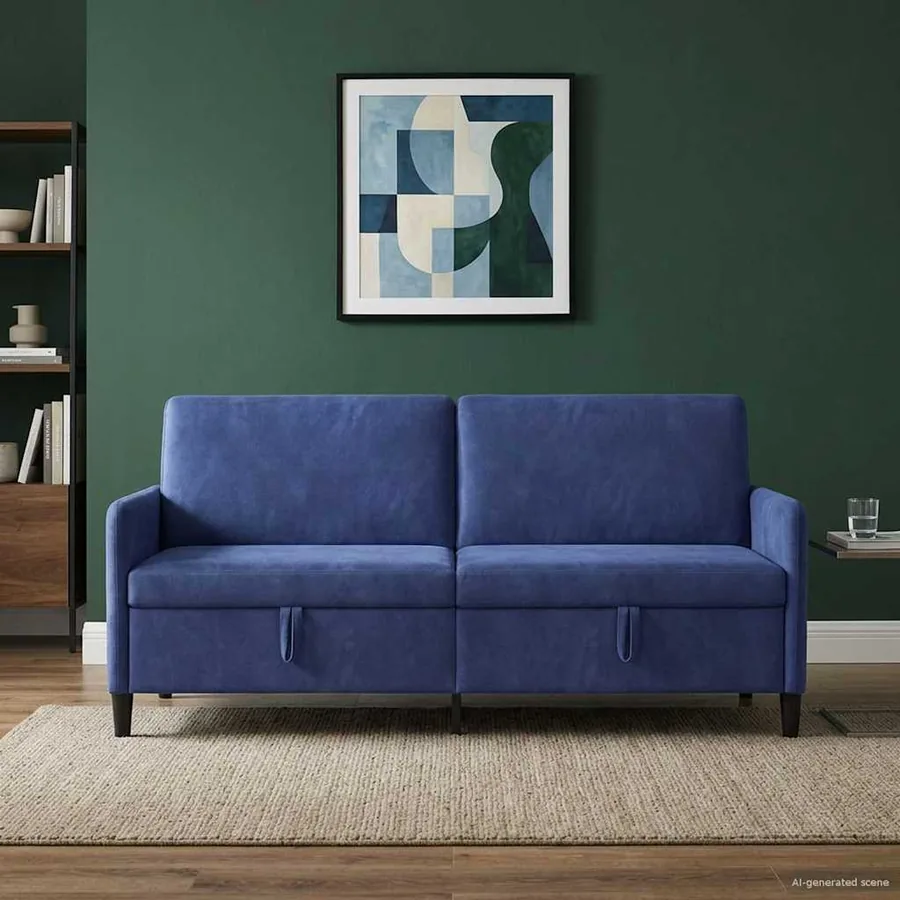 Sofa avec rangement Bleu police 192 x 78 x 87 cm Polyester