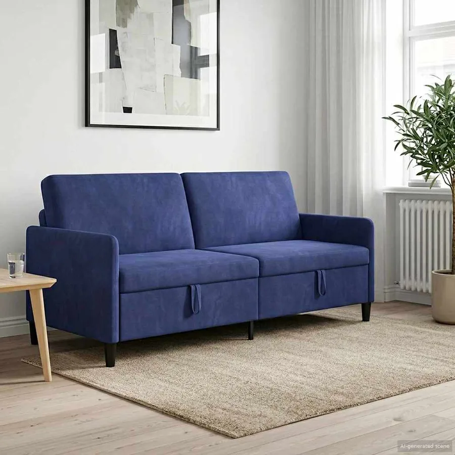 Sofa avec rangement Bleu police 192 x 78 x 87 cm Polyester - 3