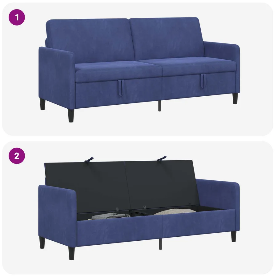 Sofa avec rangement Bleu police 192 x 78 x 87 cm Polyester - 6