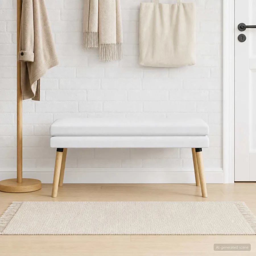 Banc à double couche Blanc 110 x 40 x 47 cm Tissu