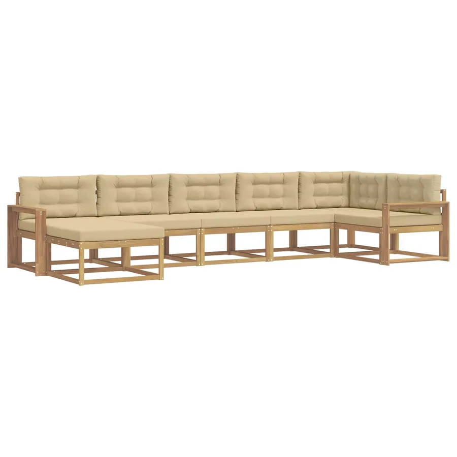 Ensemble de canapés d'extérieur 7 pcs Blanc et Beige - 2