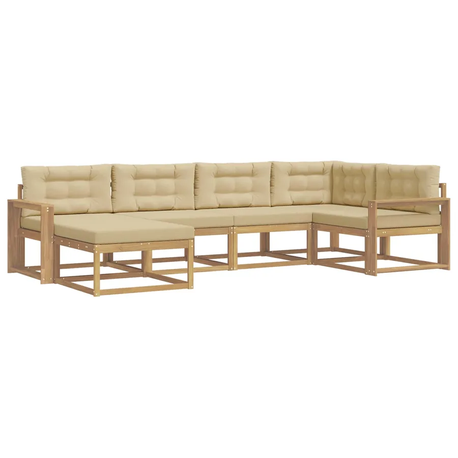 Ensemble de canapés d'extérieur 5 pcs Blanc et Beige Polyester - 2