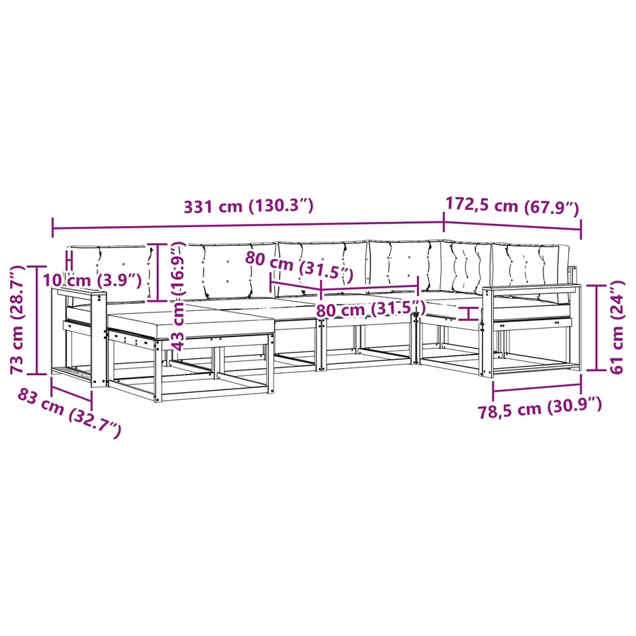 Ensemble de canapés d'extérieur 5 pcs Blanc et Beige Polyester - 7