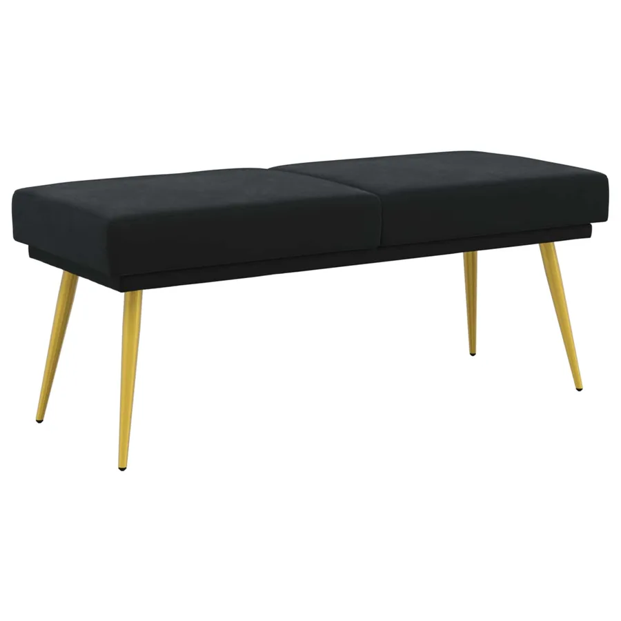 Banc à double couche Noir 120 x 45 x 46 cm Velours - 2