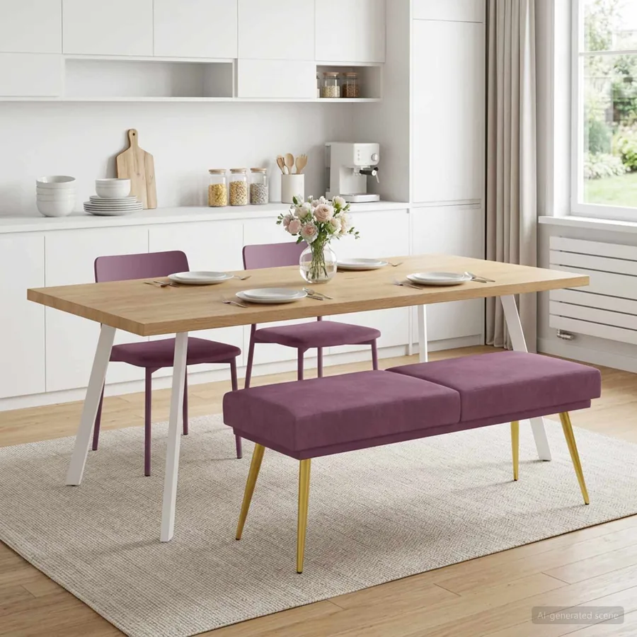 Banc à double couche Pourpre 120 x 45 x 46 cm Velours