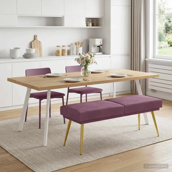Banc à double couche Pourpre 120 x 45 x 46 cm Velours