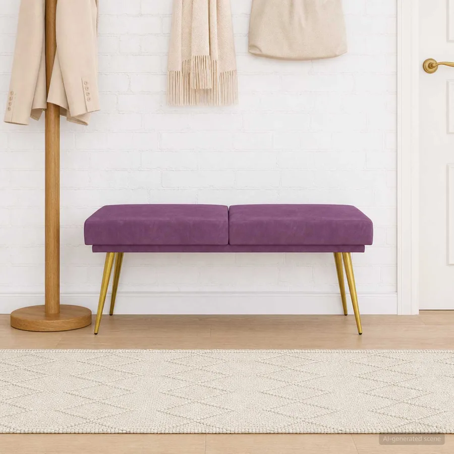 Banc à double couche Pourpre 120 x 45 x 46 cm Velours - 3