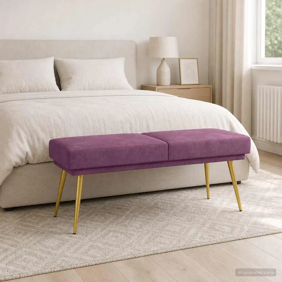 Banc à double couche Pourpre 120 x 45 x 46 cm Velours - 4