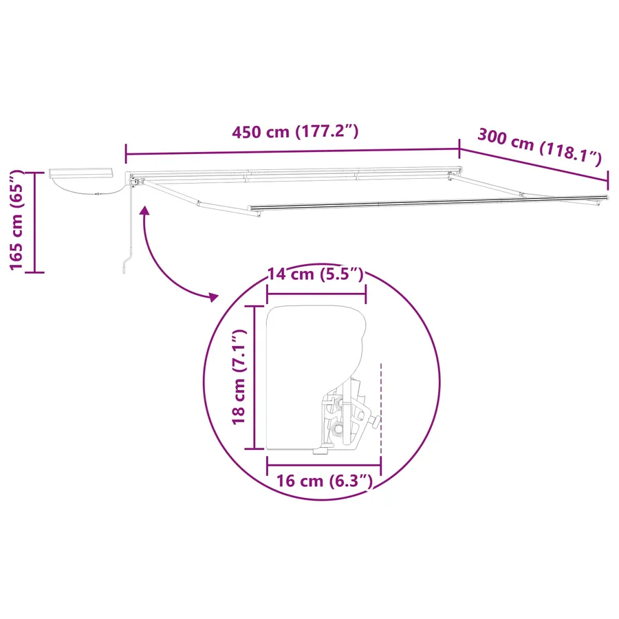 Auvent rétractable électrique 4,5 × 3 m - 12