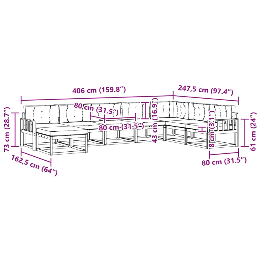 Ensemble de canapés d'extérieur 8 pcs Blanc et anthracite - 7