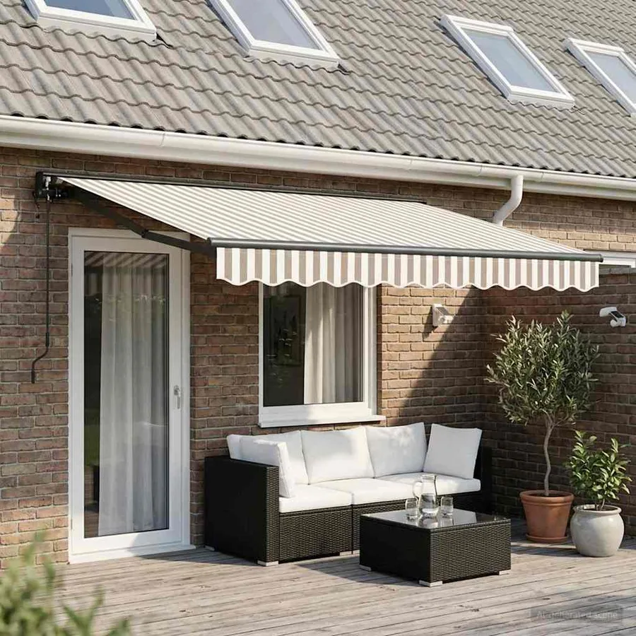 Auvent rétractable électrique Gris clair et blanc 4,5 × 3 m - 3