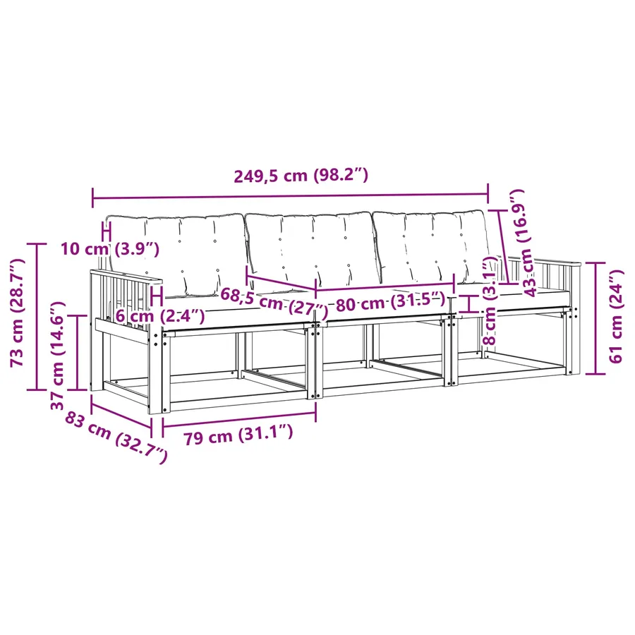 Ensemble de canapés d'extérieur 3 pcs Blanc et gris clair - 6