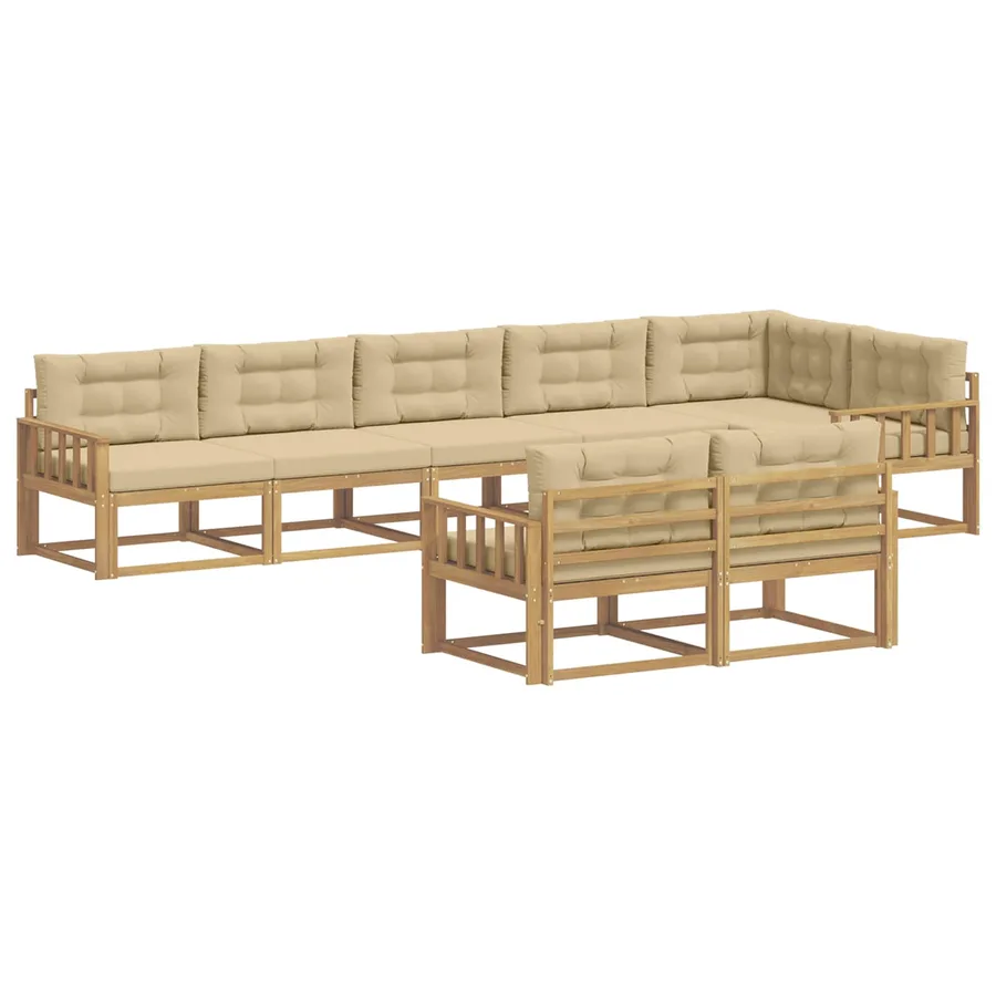 Ensemble de canapés d'extérieur 6 pc Blanc et Beige Polyester - 2