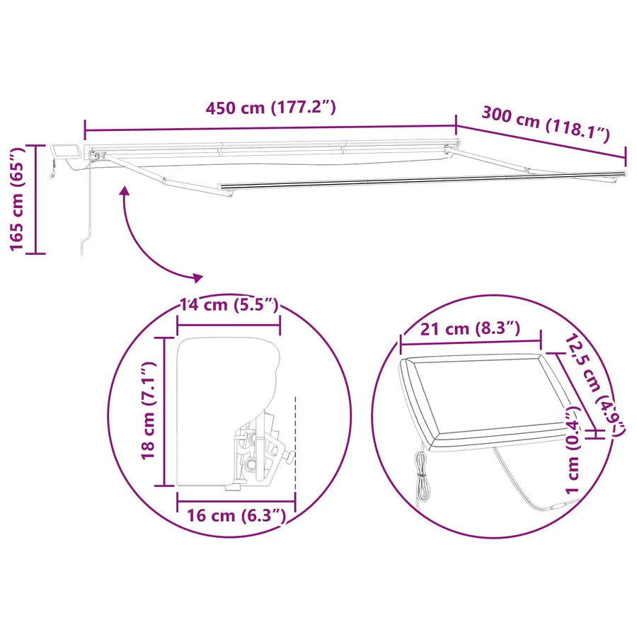 Cadre de store manuel avec LEDs Vert et blanc 4,5 × 3 m - 13