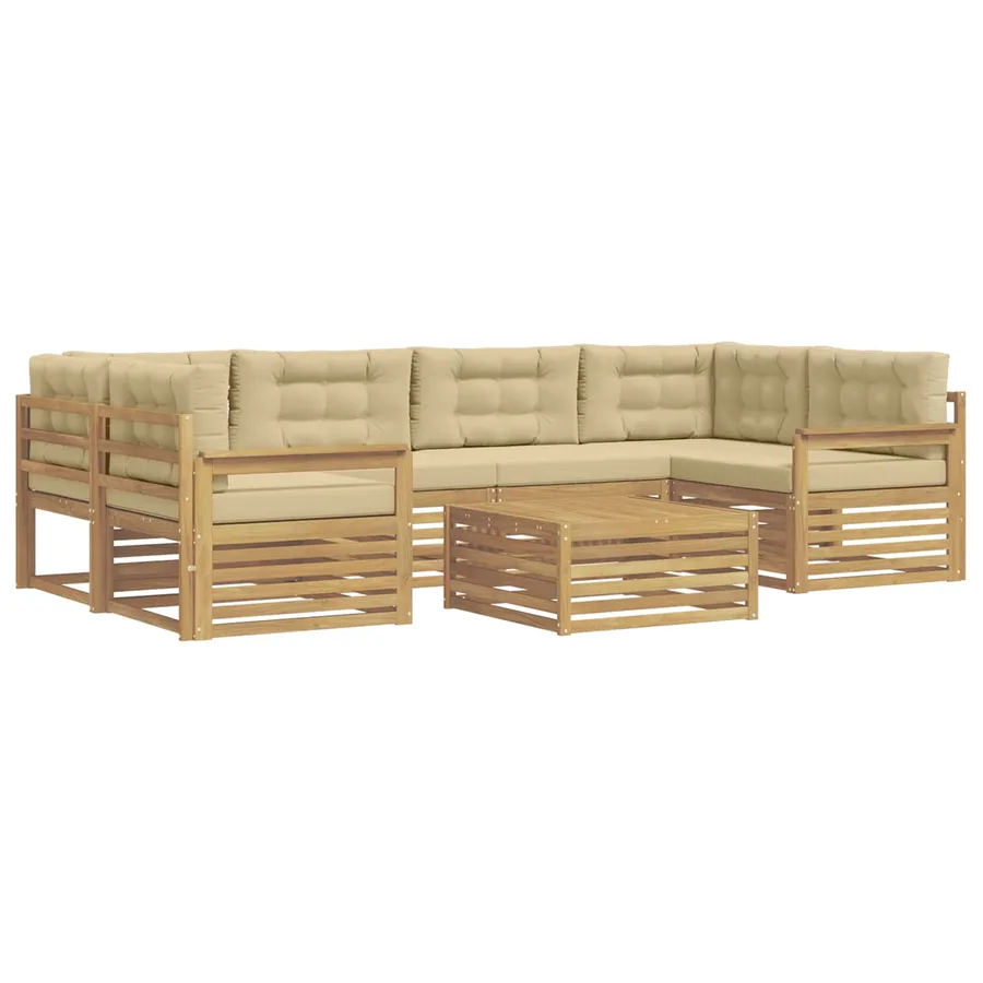 Ensemble de canapés d'extérieur 7 pc Blanc et Beige Polyester - 2