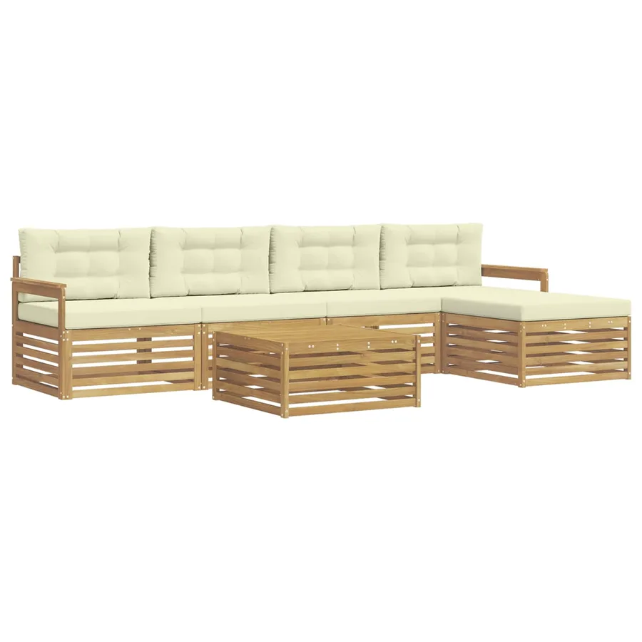 Ensemble de canapés d'extérieur 7 pc Blanc et crème Polyester - 2