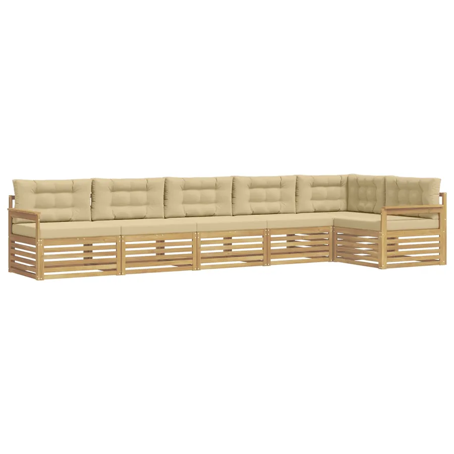 Ensemble de canapés d'extérieur 6 pc Blanc et Beige Polyester - 2