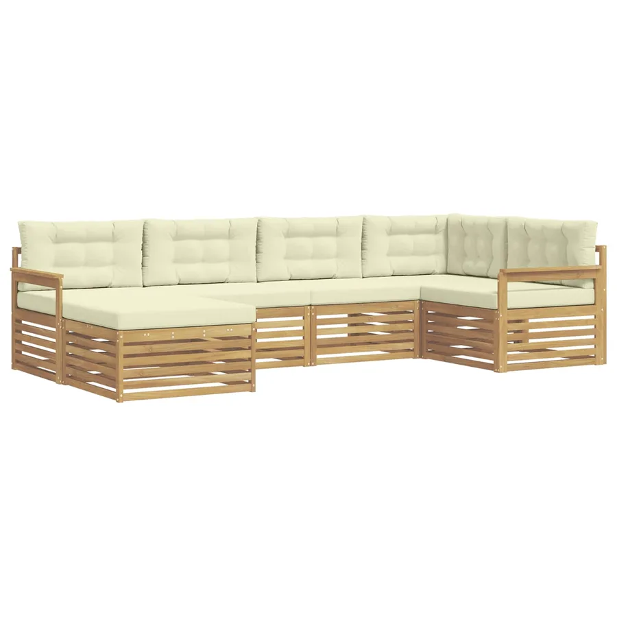Ensemble de canapés d'extérieur 6 pc Blanc et crème Polyester - 2