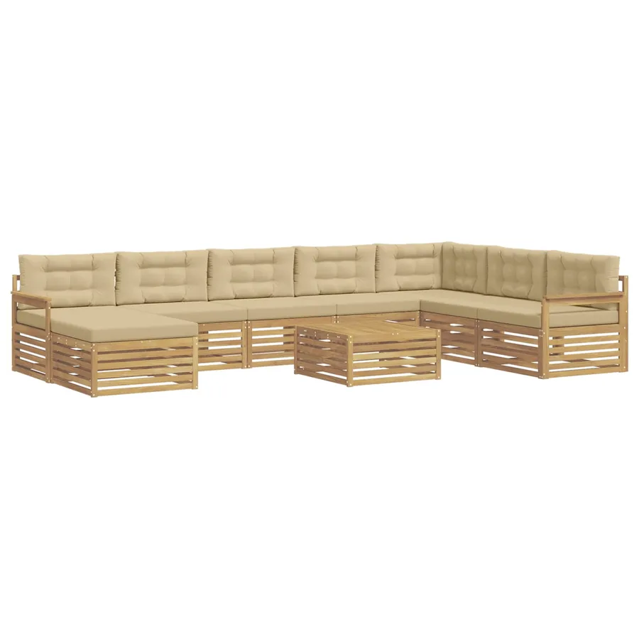 Ensemble de canapés d'extérieur 9 pc Blanc et Beige - 2