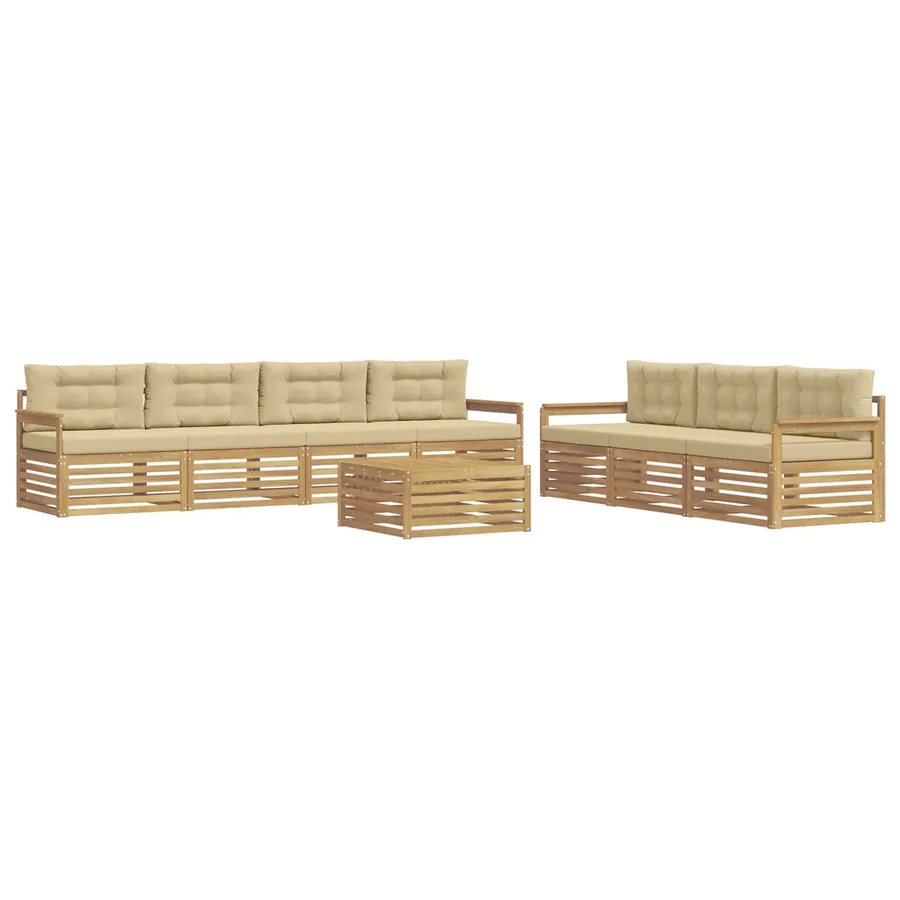 Ensemble de canapés d'extérieur 8 pc Blanc et Beige Polyester - 2
