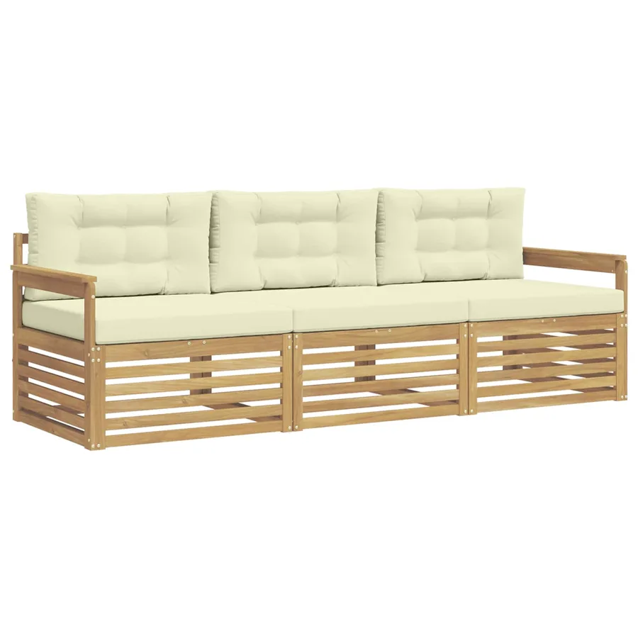 Ensemble de canapés d'extérieur 3 pc Blanc et crème Polyester - 2
