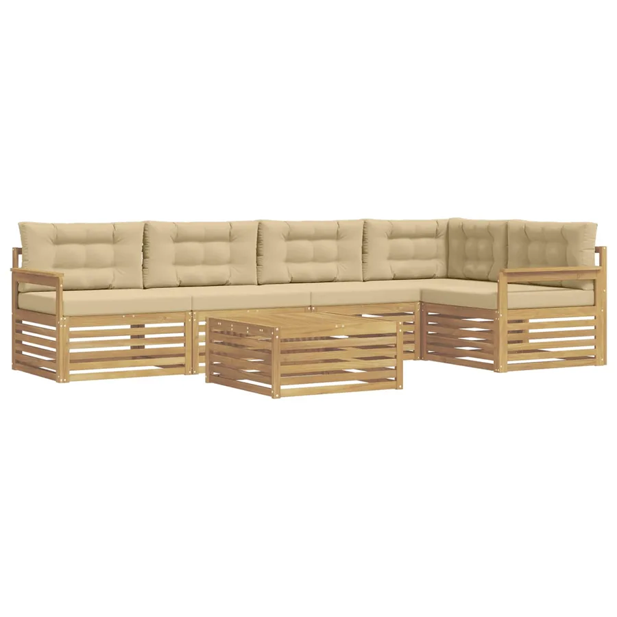 Ensemble de canapés d'extérieur 6 pc Blanc et Beige Polyester - 2