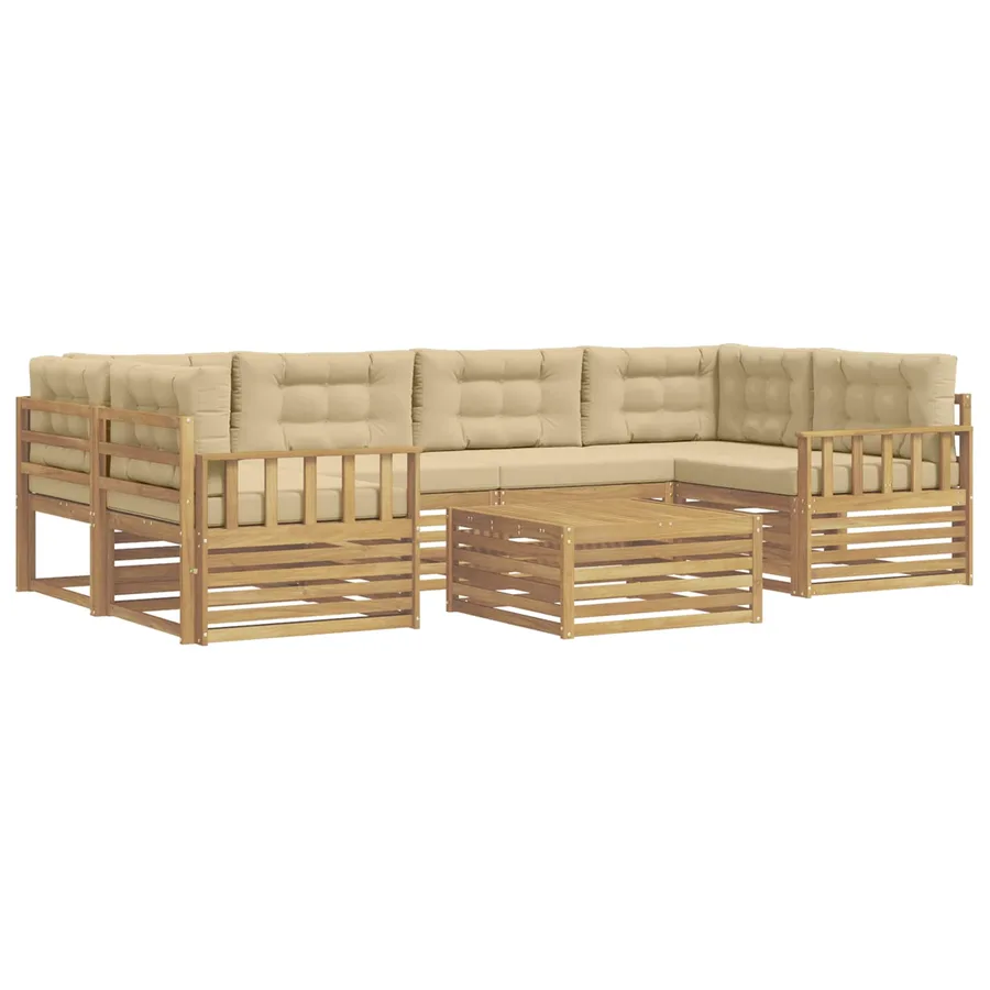 Ensemble de canapés d'extérieur 7 pc Blanc et Beige Polyester - 2