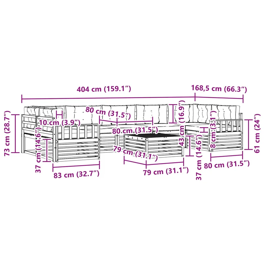 Ensemble de canapés d'extérieur 8 pc Blanc et Beige - 7