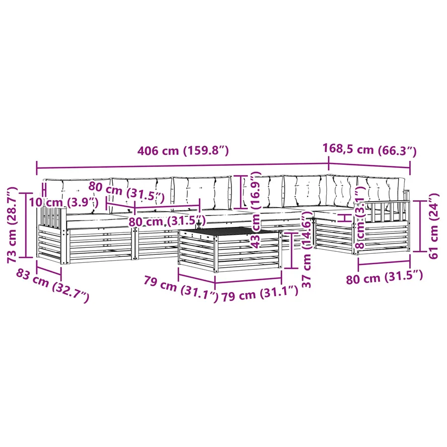 Ensemble de canapés d'extérieur 7 pc Blanc et Beige - 8