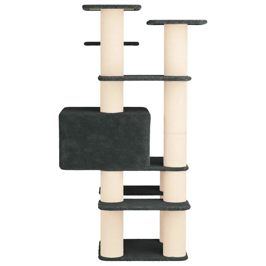 Arbre à chat avec poteaux à griffer en sisal Gris foncé 161 cm - 5