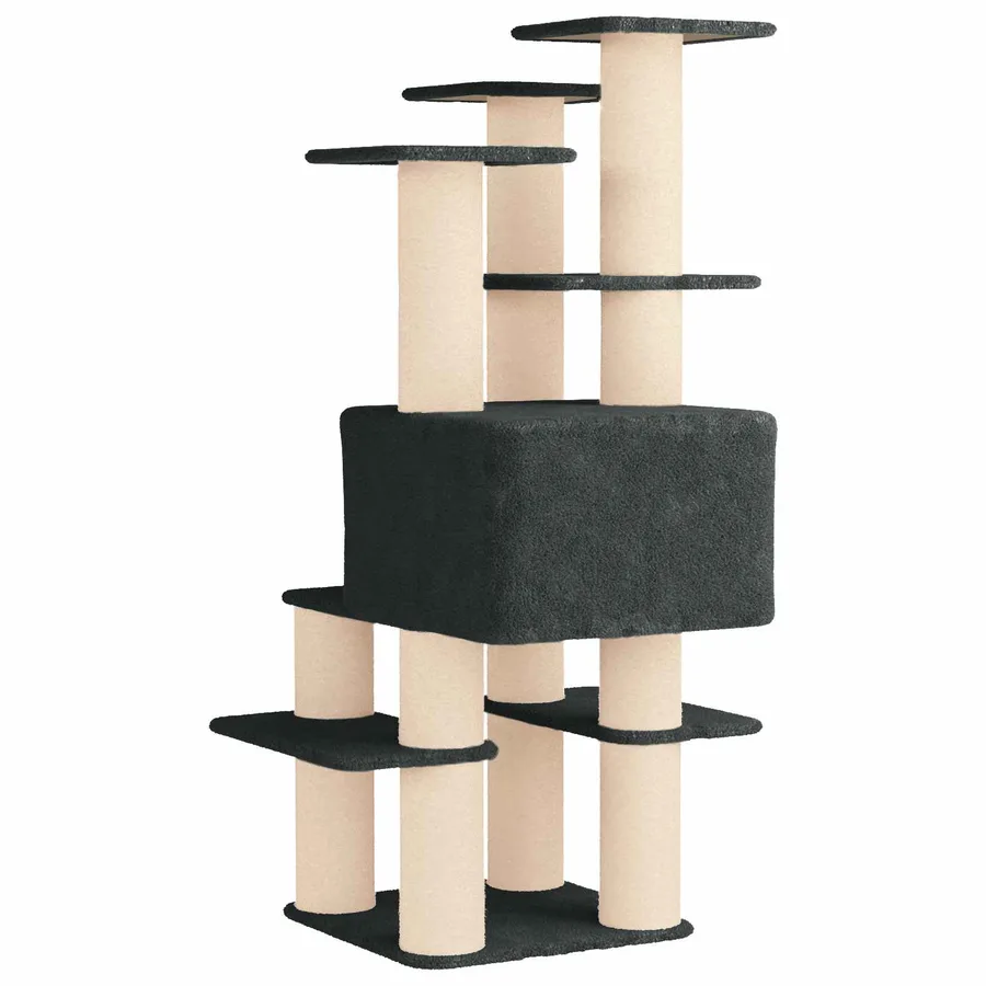 Arbre à chat avec poteaux à griffer en sisal Gris foncé 161 cm - 6
