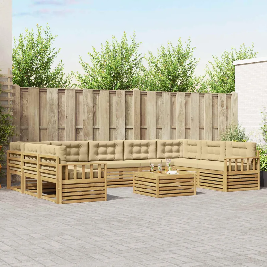 Ensemble de canapés d'extérieur 10 pc Blanc et Beige