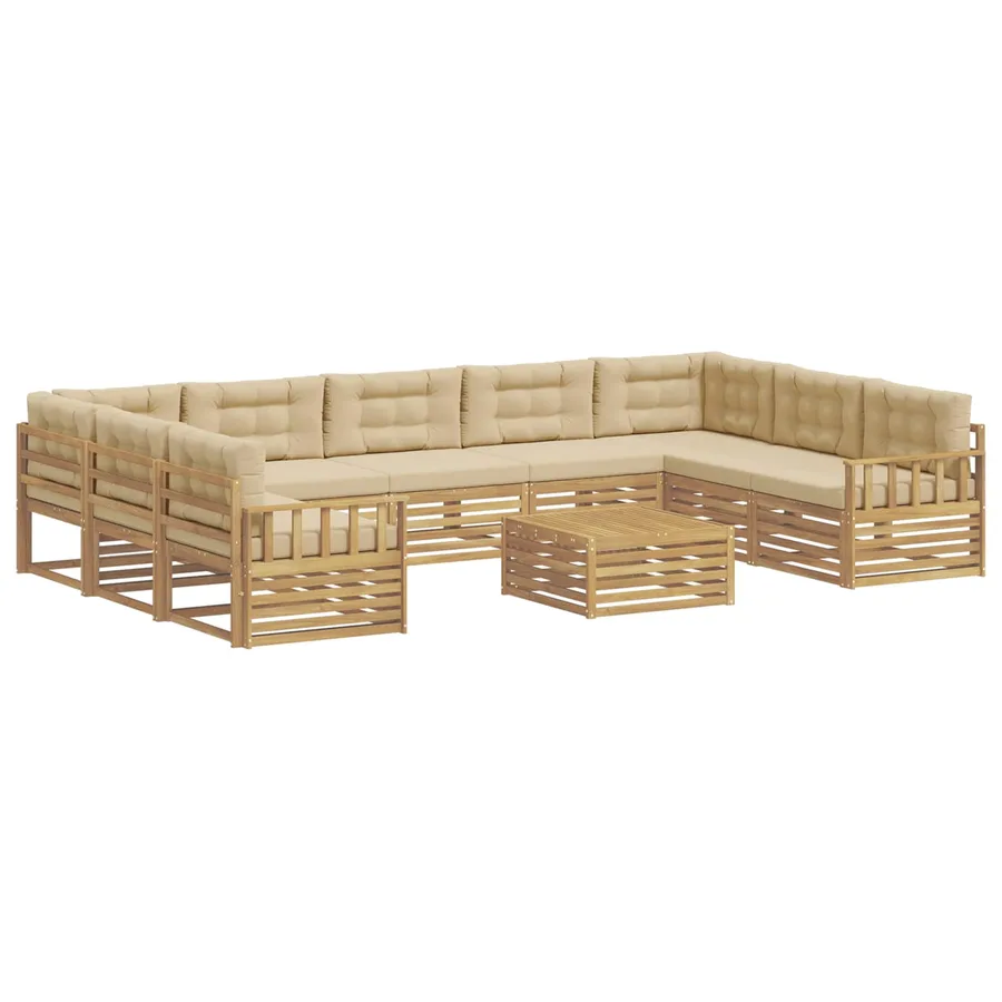 Ensemble de canapés d'extérieur 10 pc Blanc et Beige - 2
