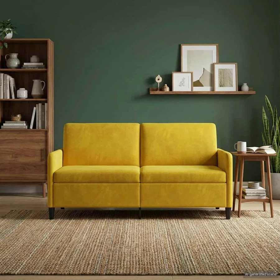 Sofa avec rangement Jaune 172 x 78 x 87 cm Polyester - 3